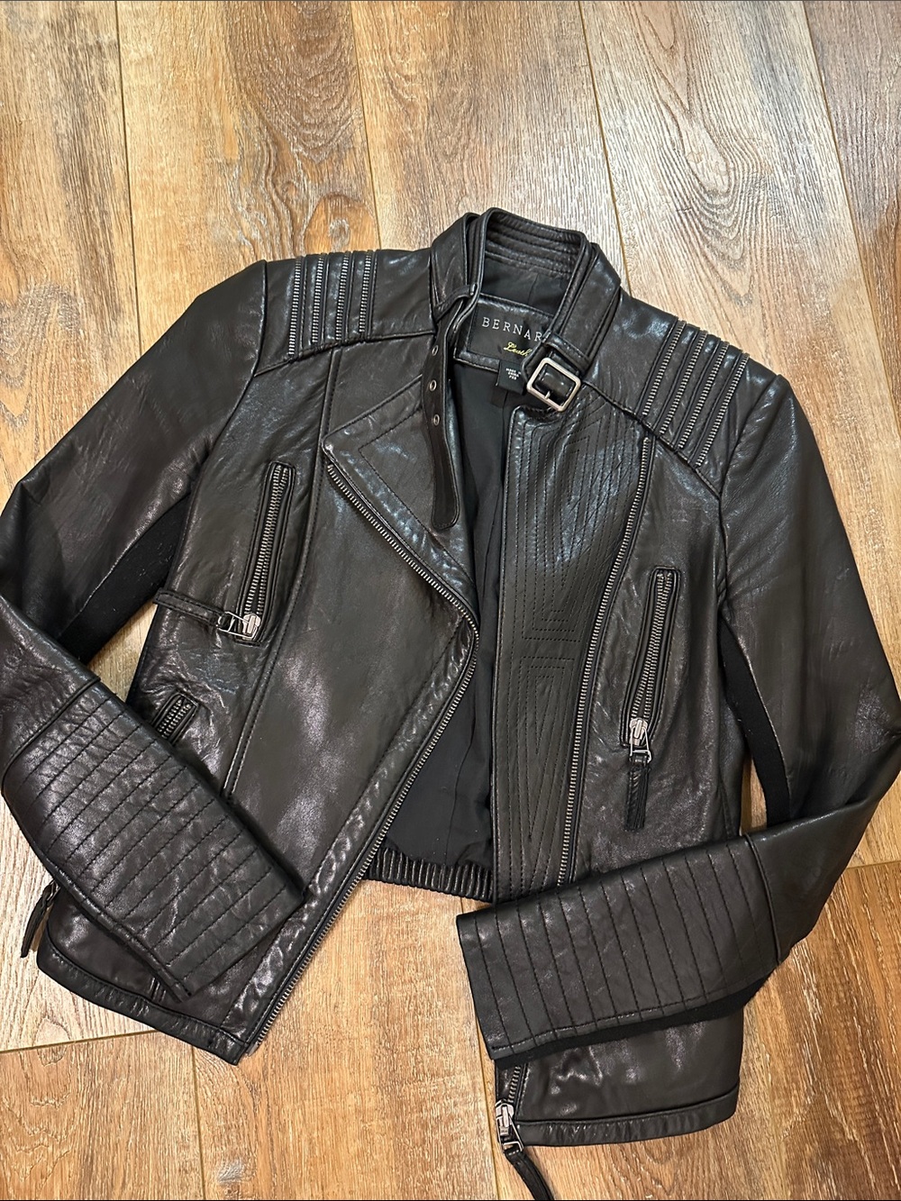 Bernardo BLACK leather moto jacket PXS WOMENS biker